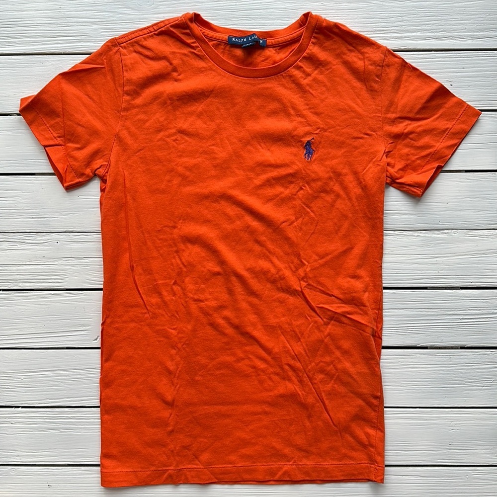 Ralph Lauren 100% Cotton Bright Orange T-Shirt size Small